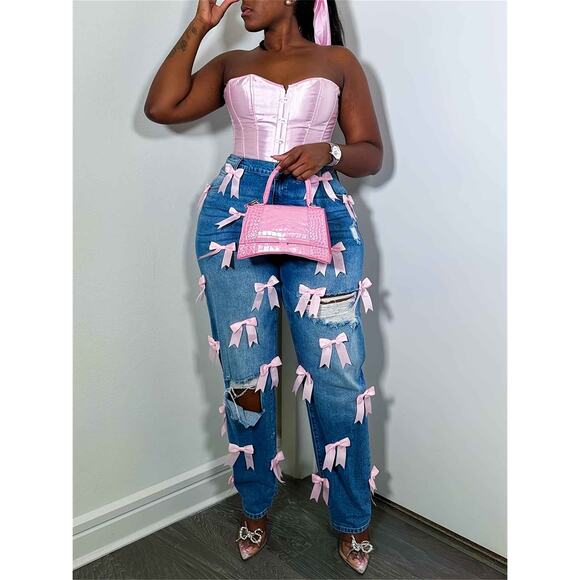 Passion of Essence Denim - High-Rise Ripped Boyfriend Jeans for Women